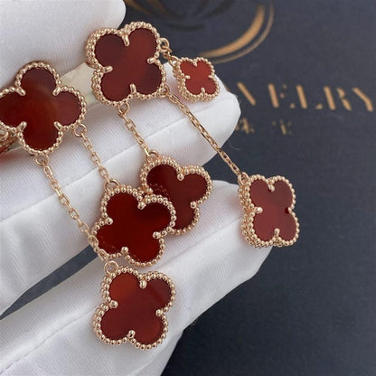 [Royal Jewelry]CLOVER EARRINGS CARNELIAN 4 MOTIFS PINK GOLD