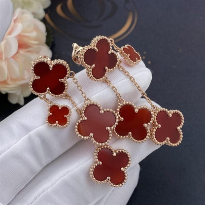 [Royal Jewelry]CLOVER EARRINGS CARNELIAN 4 MOTIFS PINK GOLD