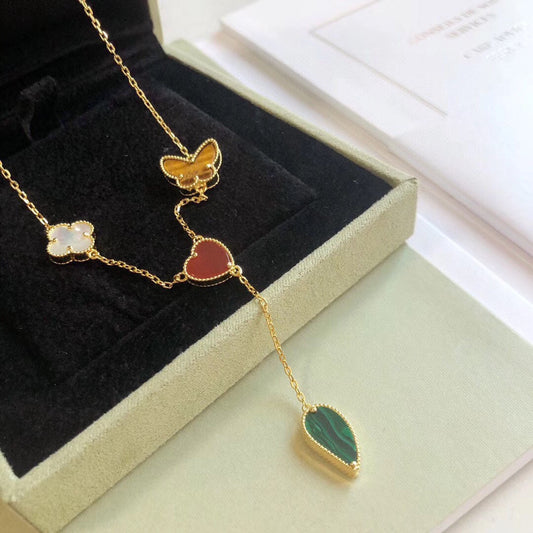 [Royal Jewelry]LUCKY SPRING 4 MOTIFS ROSE GOLD NECKLACE