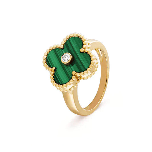 [Royal Jewelry]CLOVER MALACHITE RING GOLD DIAMOND