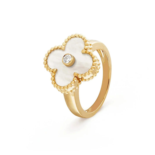 [Royal Jewelry]CLOVER PINK MOP RING GOLD DIAMOND